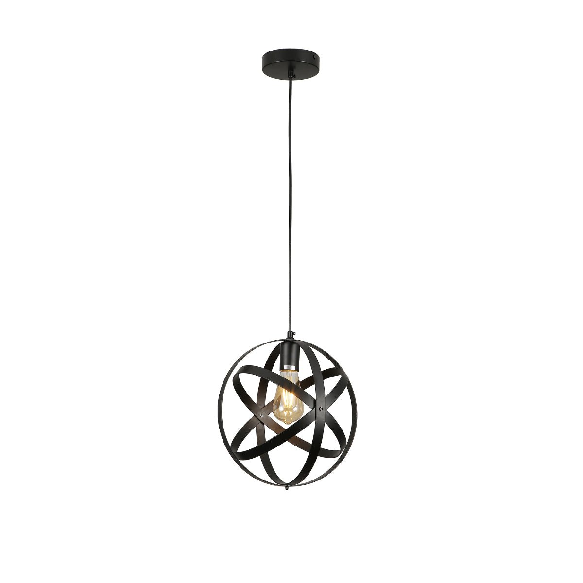 Main image of Black Metal Caged Globe Pendant Ceiling Light with E27 | TEKLED 150-18089