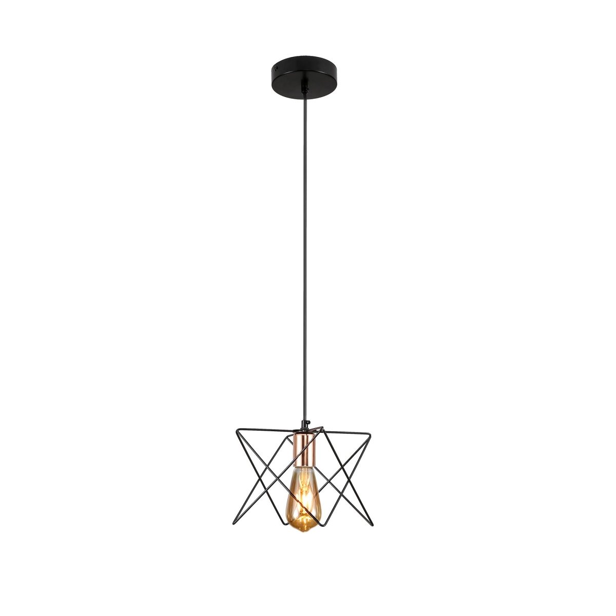Black Metal Caged Island Chandelier Pendant Ceiling Light E27