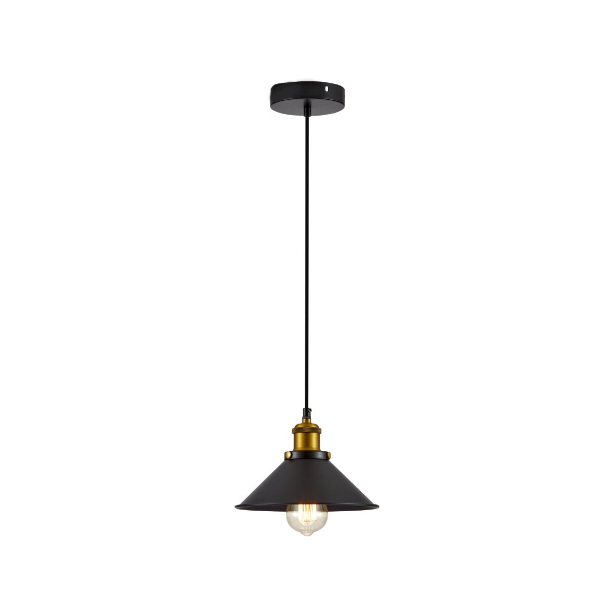 Main image of Black Metal Small Funnel Pendant Ceiling Light with E27 | TEKLED 150-17862