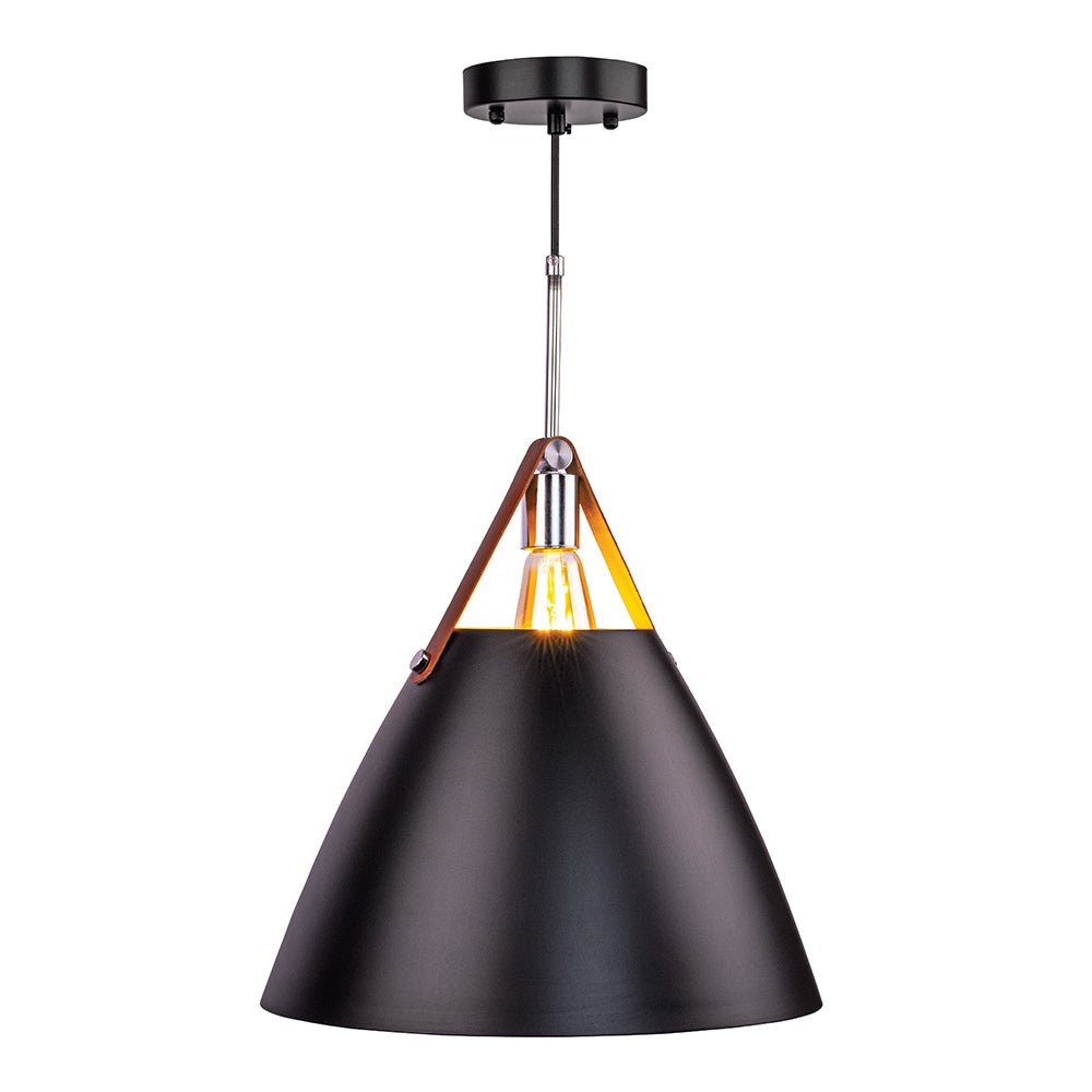 Black-white metal funnel pendant light with e27 main