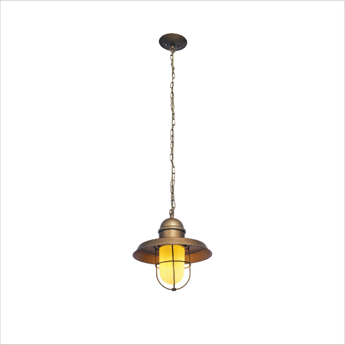 Main image of Bronze Metal Opal Glass Caged Step Pendant Ceiling Light with E27 | TEKLED 150-17100