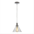 Isaac Antique Brass or Chrome Clear Glass Funnel Pendant Ceiling Light