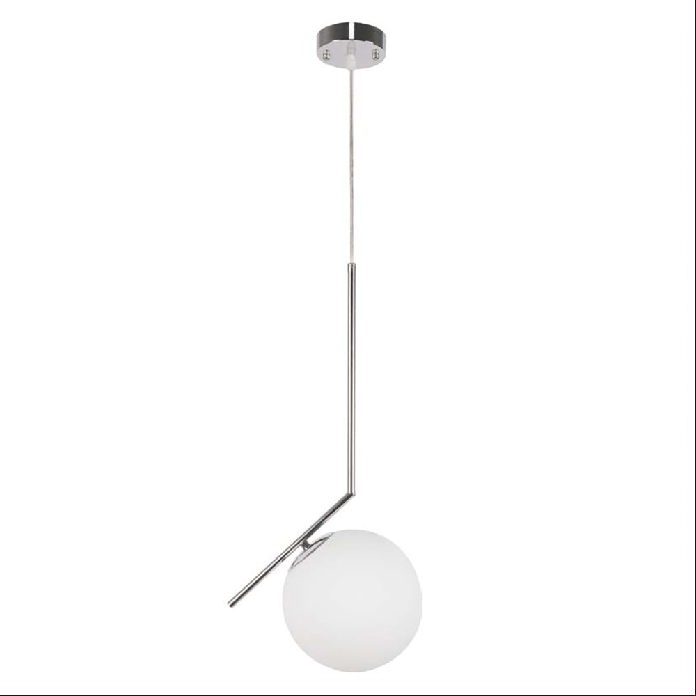 Chrome metal opal white glass globe pendant light s with e27 main image