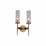 Main image for Gold Aluminium Bronze Cylinder Clear Glass Wall Light with 2xE14 Fitting