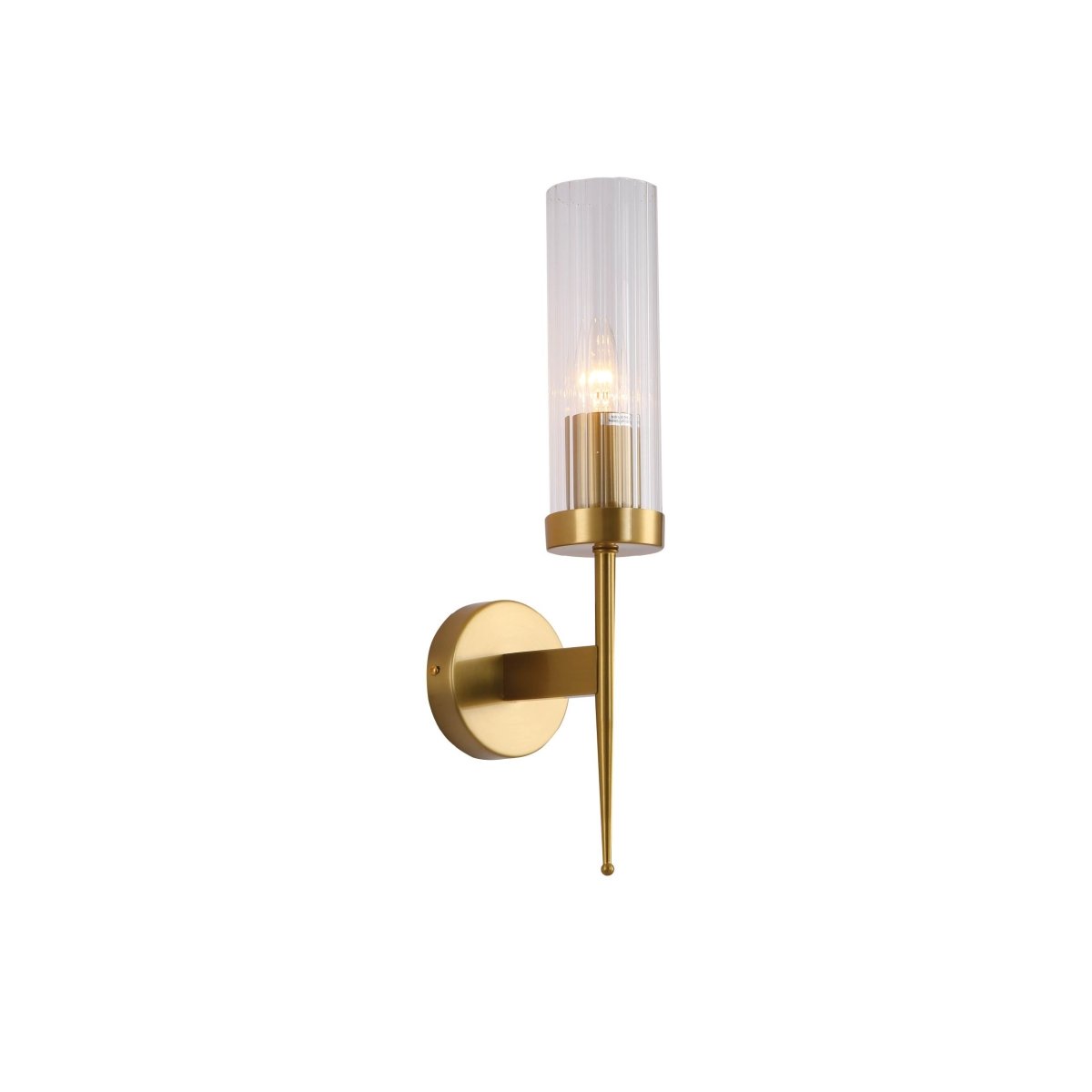 Main image of gold aluminium bronze Cylinder Clear Reeded Glass Joseph Fonteyn Fluted Wall Light E27