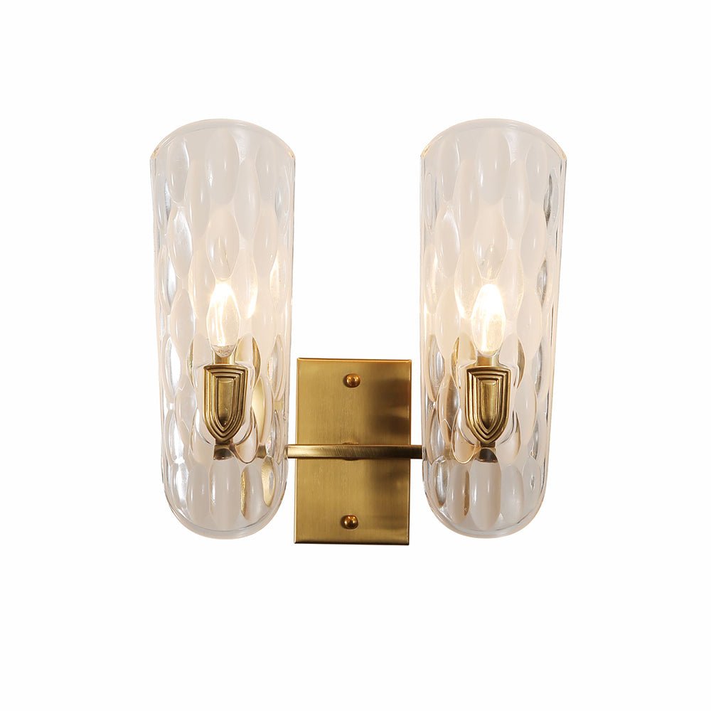 Gold Aluminium Bronze Metal Clear Glass Wall Light 2Xe14's main image.