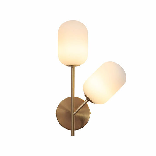 Gold Aluminium Bronze Metal Opal Glass Cylinder Wall Light G9