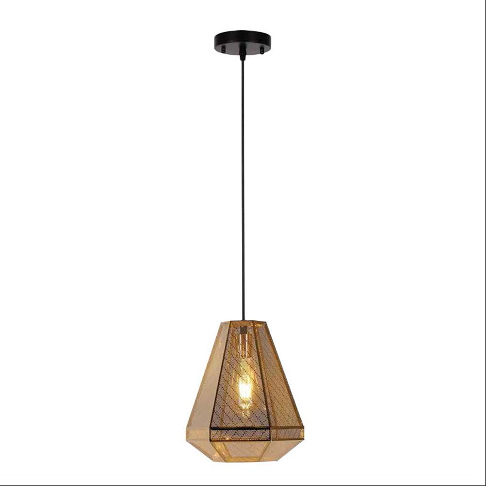 Golden metal polyhedral pendant light with e27 fitting main image