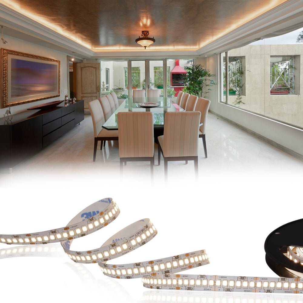 Main image of LED Strip Light 240pcs 2835 LED 15W 3A 24Vdc 10mm 5m IP20 3000K Warm White 4000K Cool White 6500K Cool Daylight | TEKLED 582-032728