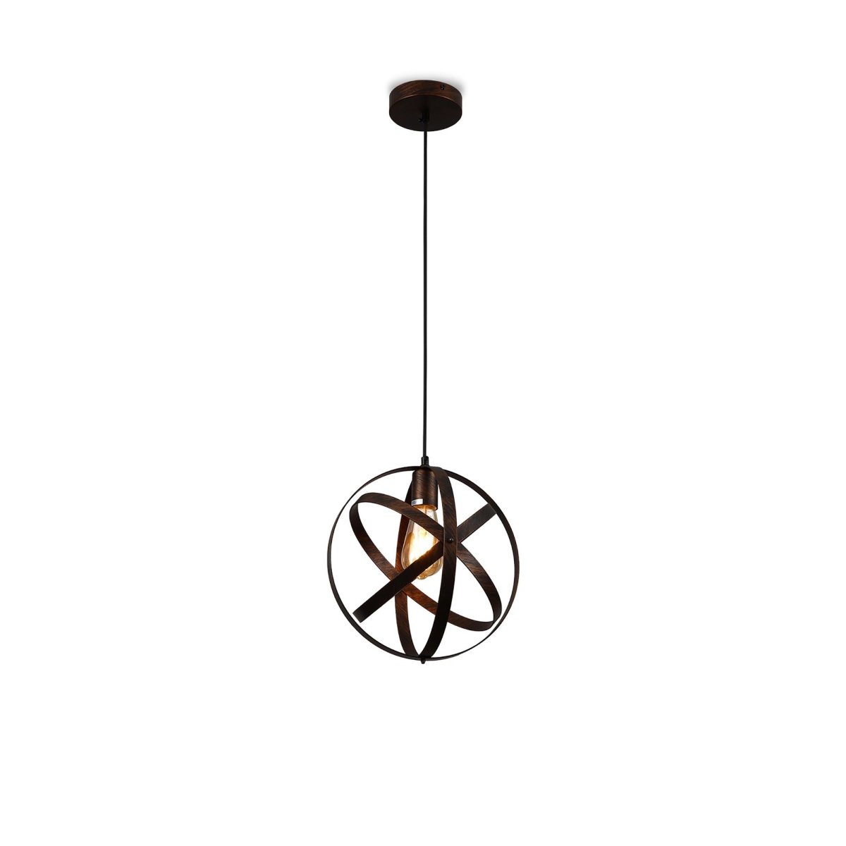 Rusty metal caged globe pendant light main image