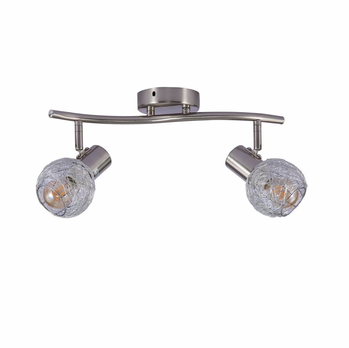 Matte Nickel Body Silver Nest Shade Semi Flush Ceiling and Wall Light E14