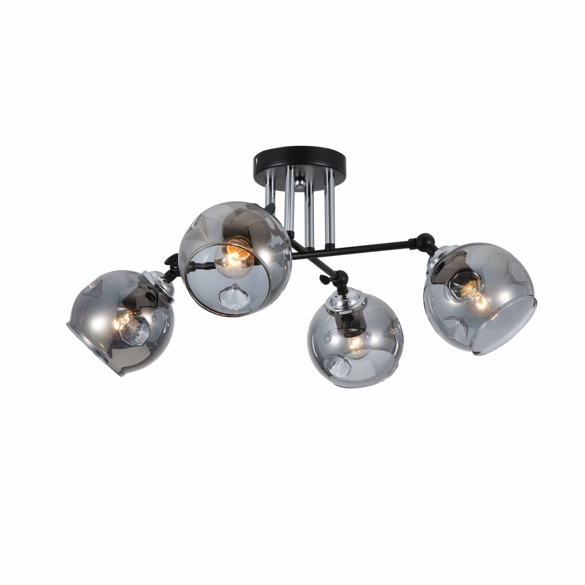 Smoky Glass Black And Chrome Semi Flush Ceiling Light 4Xe27's main image.