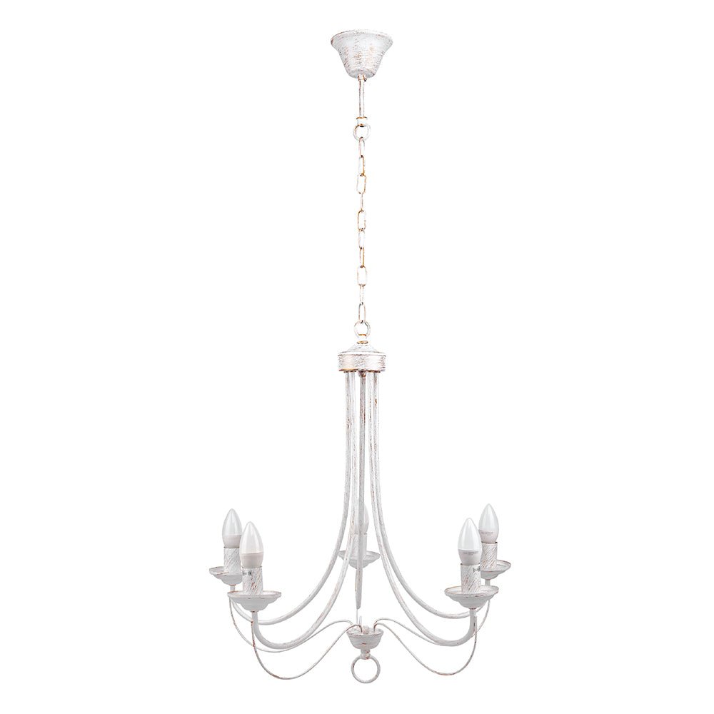 Gold Brushed White Rice Minimalist Arm Candle Ceiling Chandelier Light