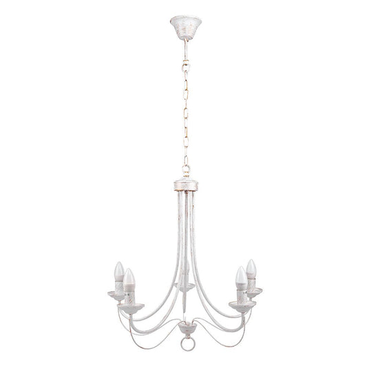 Gold Brushed White Rice Minimalist Arm Candle Ceiling Chandelier Light