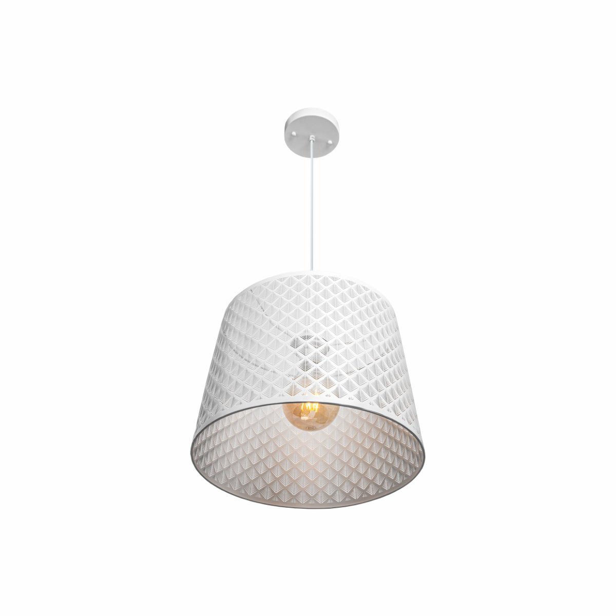 Main image of White Metal Frustum Pendant Ceiling Light with E27 | TEKLED 150-17984