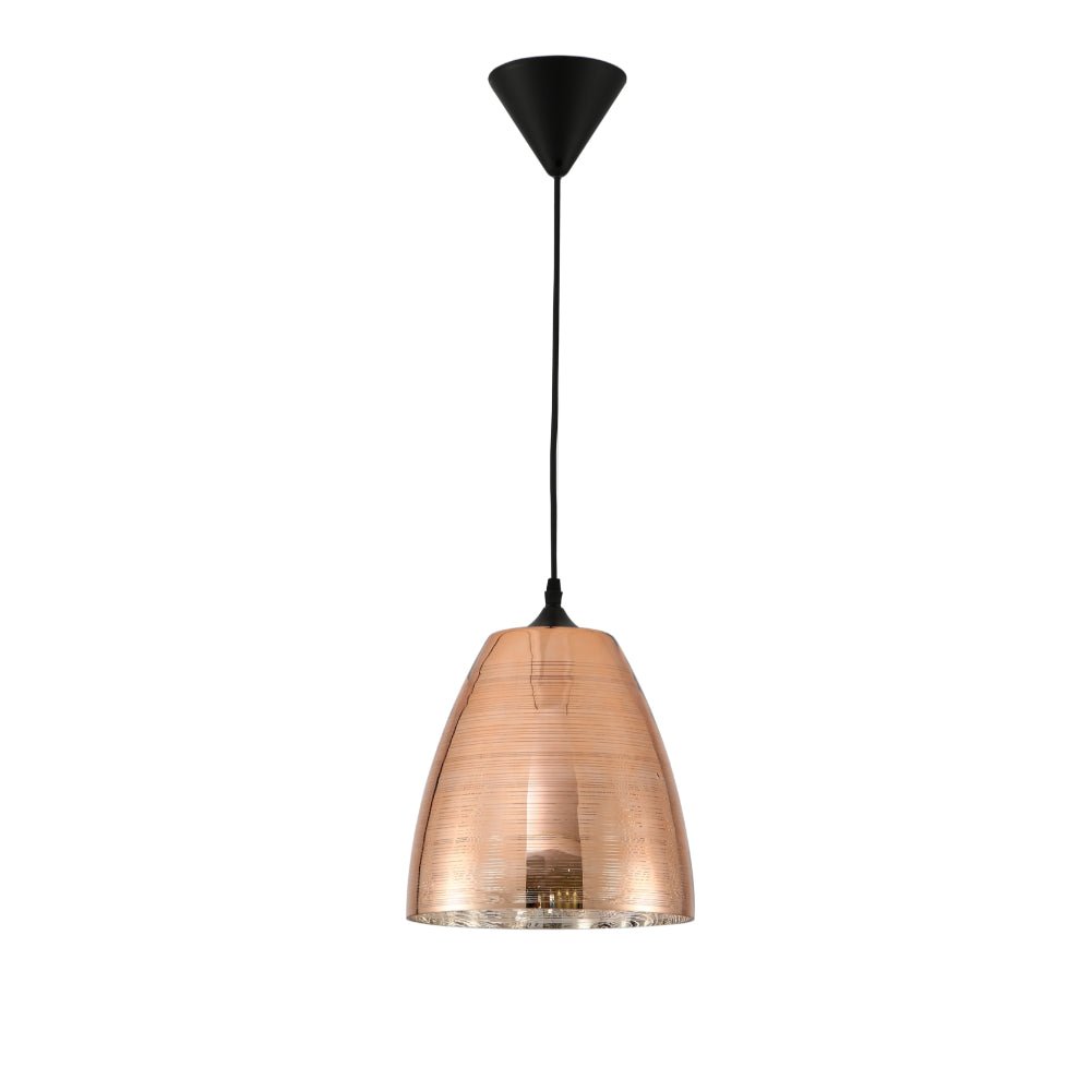 Main image of Jupiter Copper Cone Glass Pendant Ceiling Light with E27 Fitting | TEKLED 158-19776