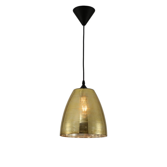 Jupiter Chrome-Gold-Copper Cone Glass Pendant Ceiling Light E27 Fitting