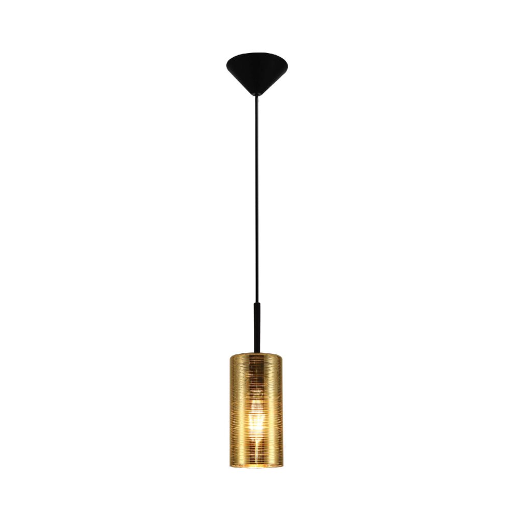 Main image of Jupiter Gold Cylinder Glass Pendant Ceiling Light with E27 Fitting | TEKLED 158-19770