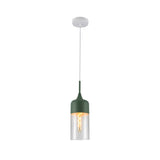 Macaron Salmon Pink-Olive Green-Mustard Yellow Cylinder Glass Pendant Ceiling Light E27 Fitting