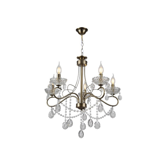 Mary Lillian Mediterranean Elegant Transitional Crystal Chandelier Ceiling Light E14