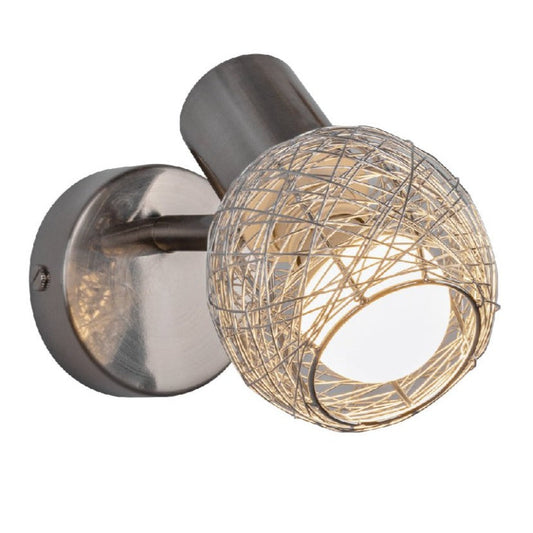 Silver Nest Shade Matte Nickel Metal Body Semi Flush Ceiling and Wall Light E14