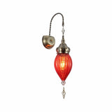 Main image of Moroccan Style Antique Brass and Red Glass Oriental Wall Light E27 | TEKLED 151-19458