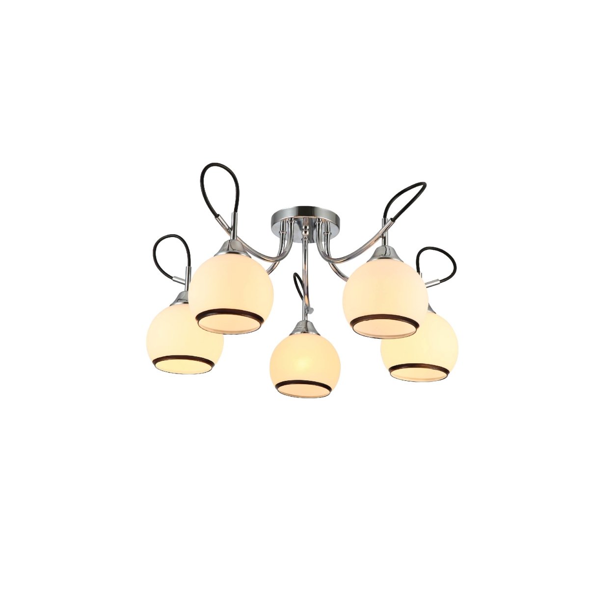 Main image of Opal Dome Glass Chrome Metal Semi Flush Ceiling Light 159-17582 | TEKLED 159-17582