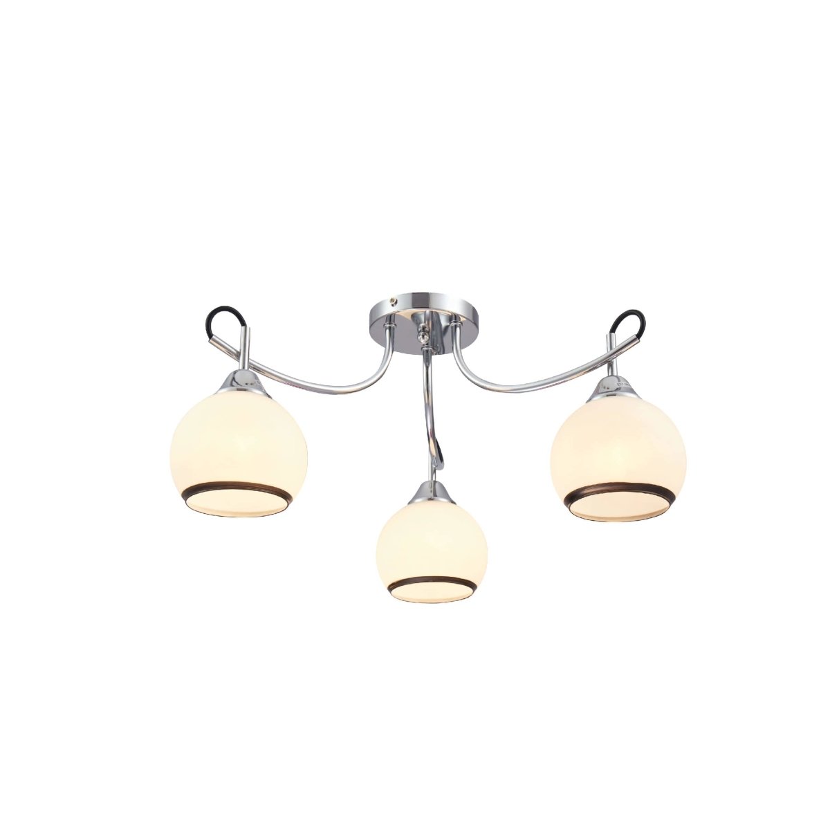 Main image of Opal Dome Glass Chrome Metal Semi Flush Ceiling Light | TEKLED 159-17580