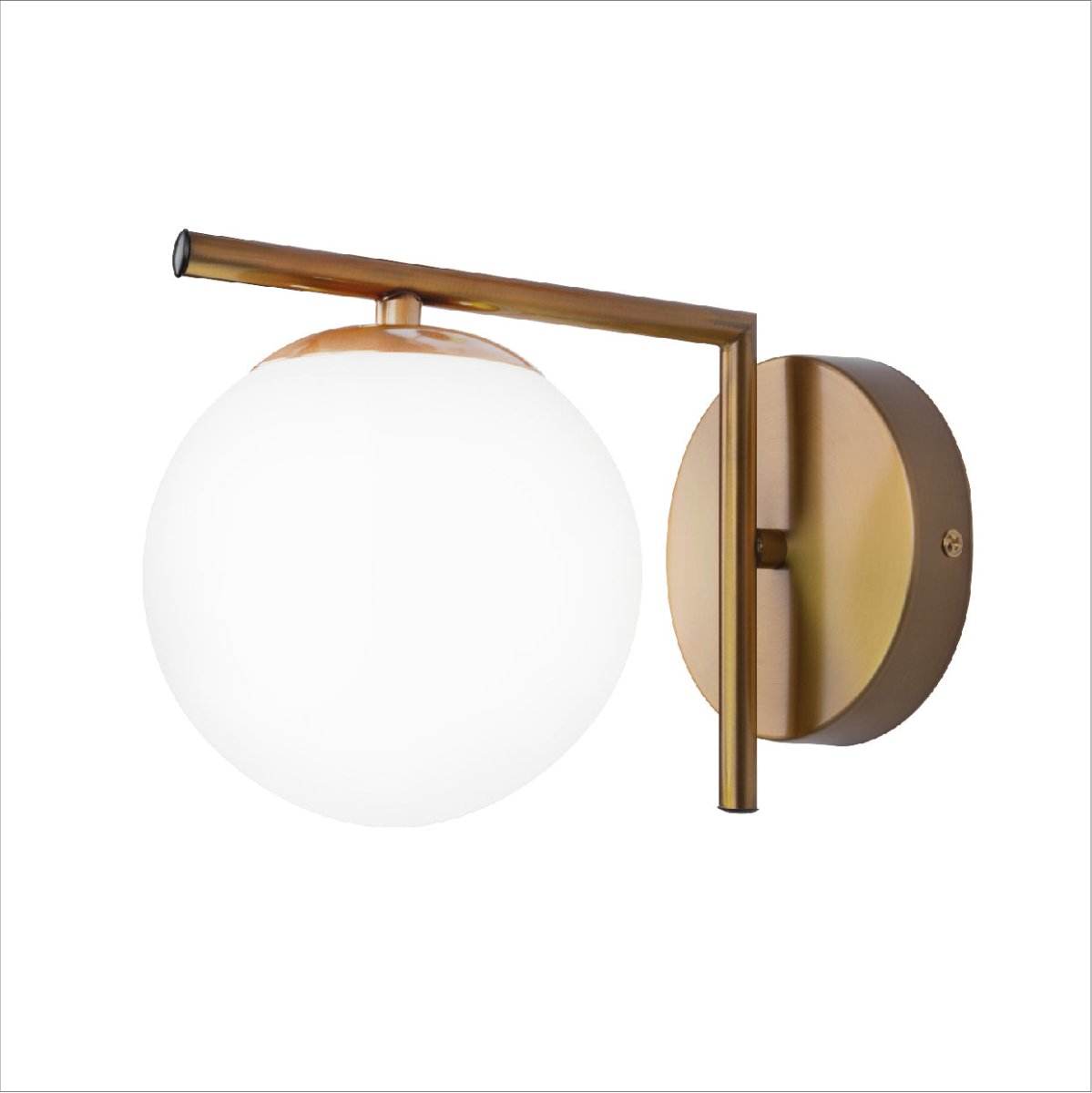 Main image of Opal Globe Glass Bronze L Shape Metal Wall Light with E27 Fitting | TEKLED 151-19498