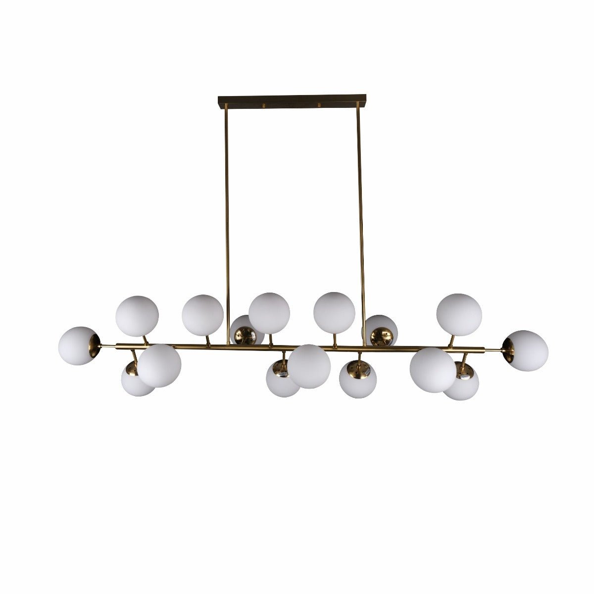 Main image of Opal Globe Glass Gold Body Island Chandelier Light with 16xE27 Fittings | TEKLED 159-17474