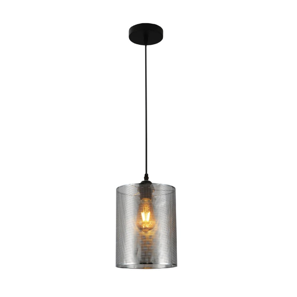 Sieve Chrome-Gold Cylinder Metal Pendant Ceiling Light D110 D195 E27 Fitting