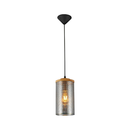 Sieve Chrome-Gold Cylinder Metal Pendant Ceiling Light D110 D195 E27 Fitting