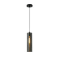 Brown-Silver-Amber Reeded Cylinder Glass Pendant Light E27 Fitting