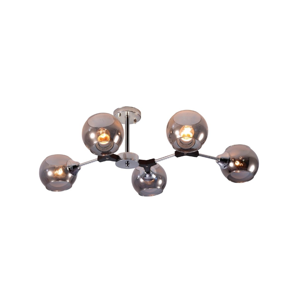 Main image of Smoky Barrel Glass Chrome Metal Body Sputnik Modern Ceiling Light with E27 Fittings | TEKLED 159-17694