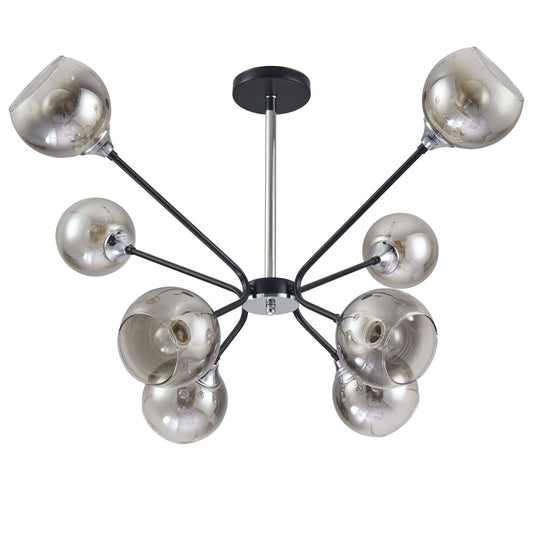 Smoky Cone Glass Black Chrome Metal Molecule Modern Ceiling Light