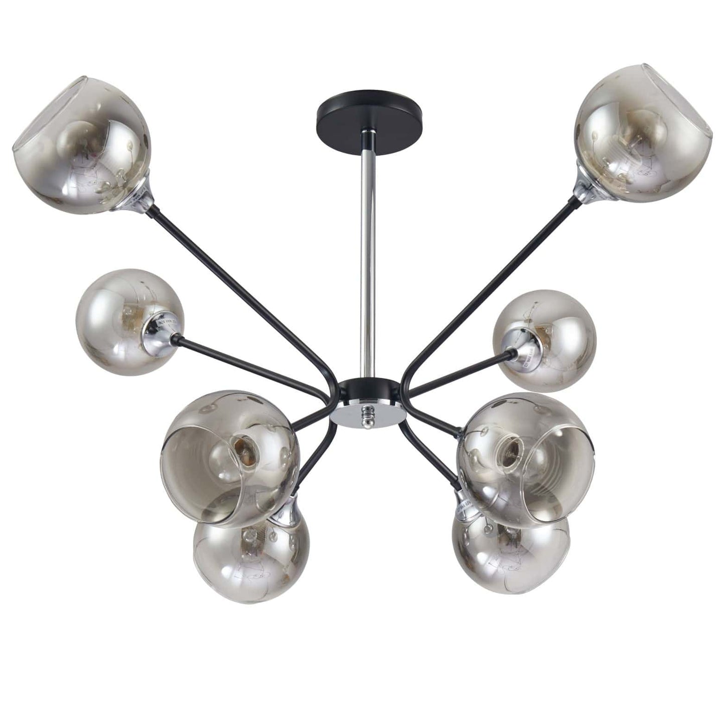 Smoky Cone Glass Black Chrome Metal Molecule Modern Ceiling Light