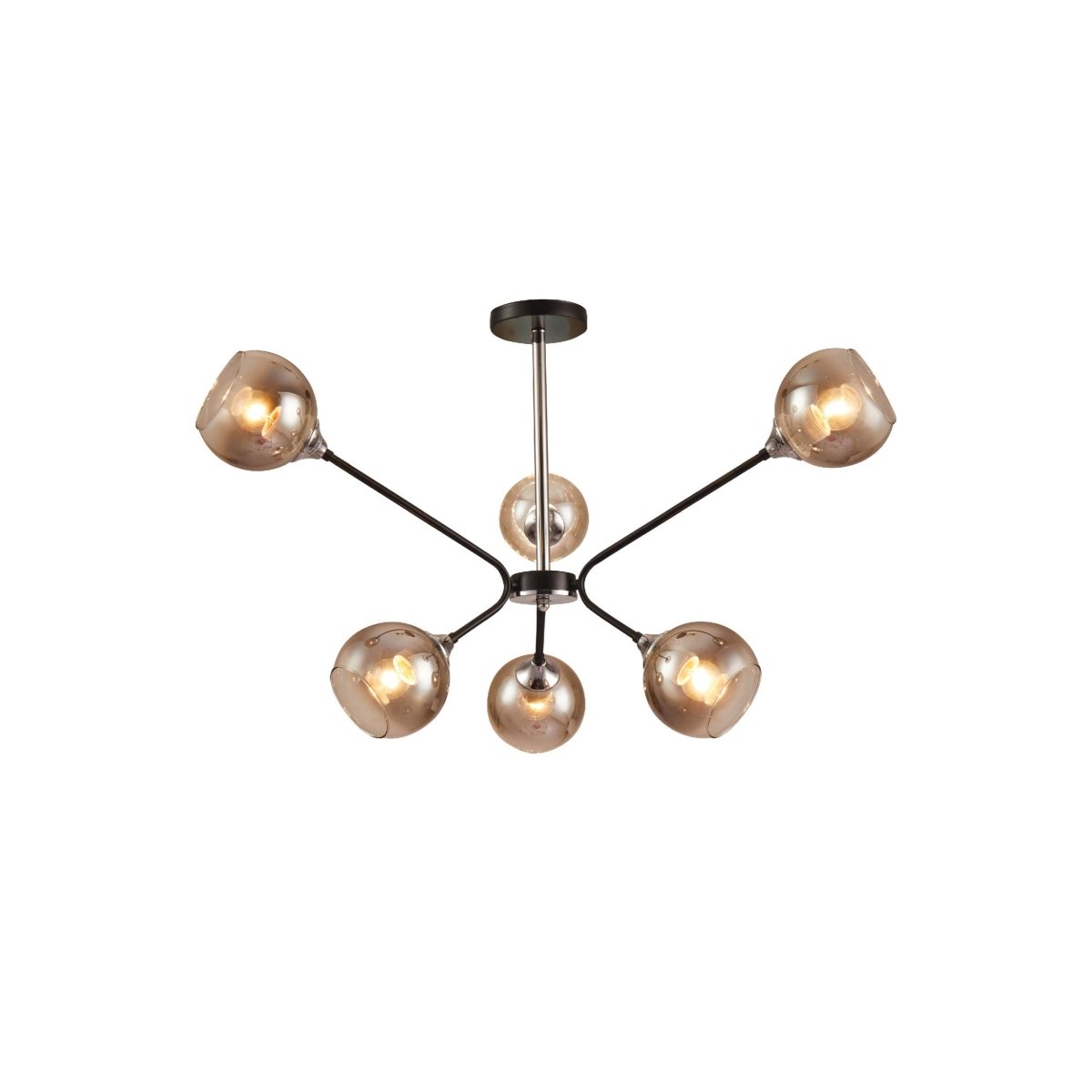 Main image of Smoky Cone Glass Black Chrome Metal Molecule Modern Ceiling Light | TEKLED 159-17170