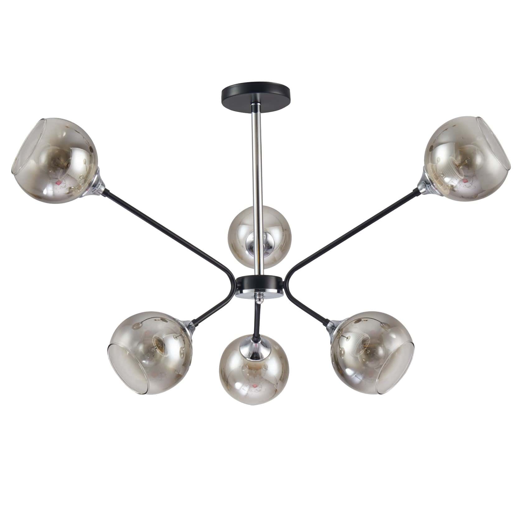 Main image of Smoky Cone Glass Black Chrome Metal Molecule Modern Ceiling Light | TEKLED 159-17170