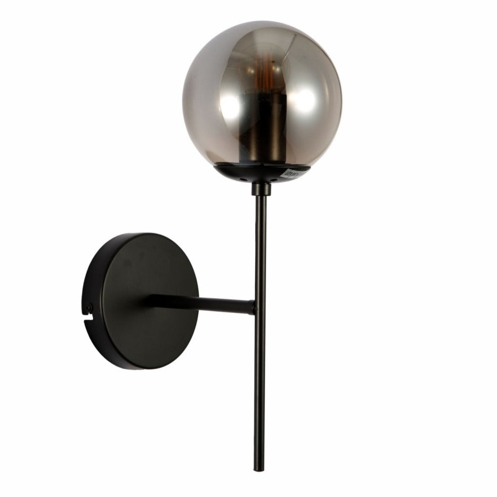 Main image of Smoky Glass Black Metal Wall Light with E27 Fitting | TEKLED 151-19712