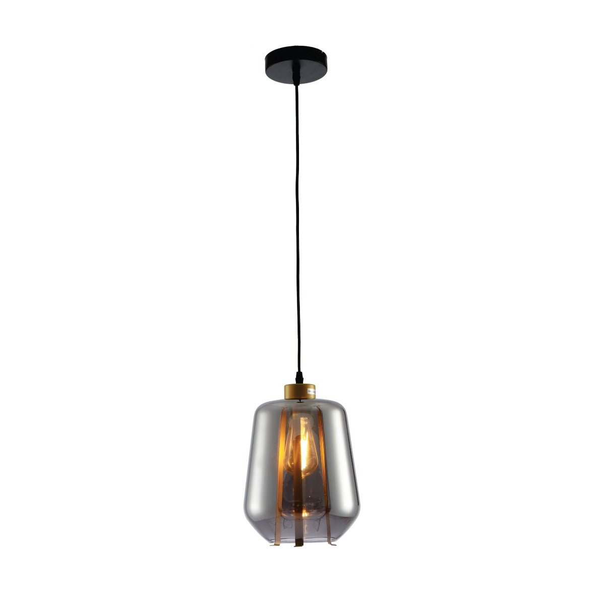 Main image of Smoky Glass Schoolhouse Pendant Light with E27 Fitting | TEKLED 159-17348