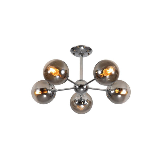 Smoky Globe Glass Chrome Metal Body Sputnik Molecule Modern Ceiling Light E27 Fittings