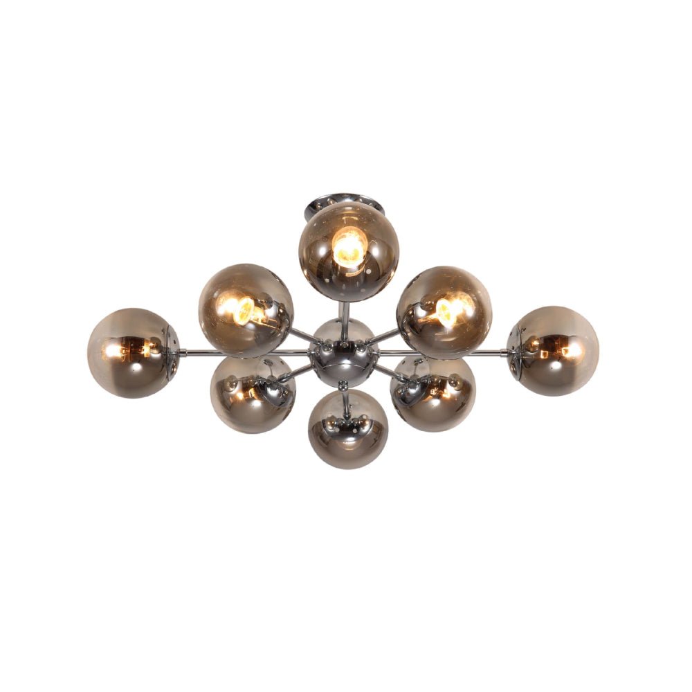 Smoky Globe Glass Chrome Metal Body Sputnik Molecule Modern Ceiling Light E27 Fittings