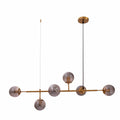 Smoky or Amber Glass Globe Black or Gold Metal Modern Island Chandelier Ceiling Light 6xE27