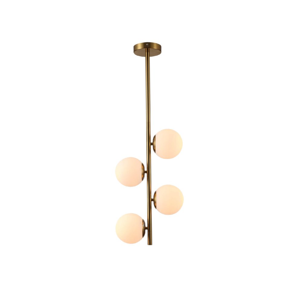 Vertical Opal Glass Globes Gold Metal Body Ceiling Light E27