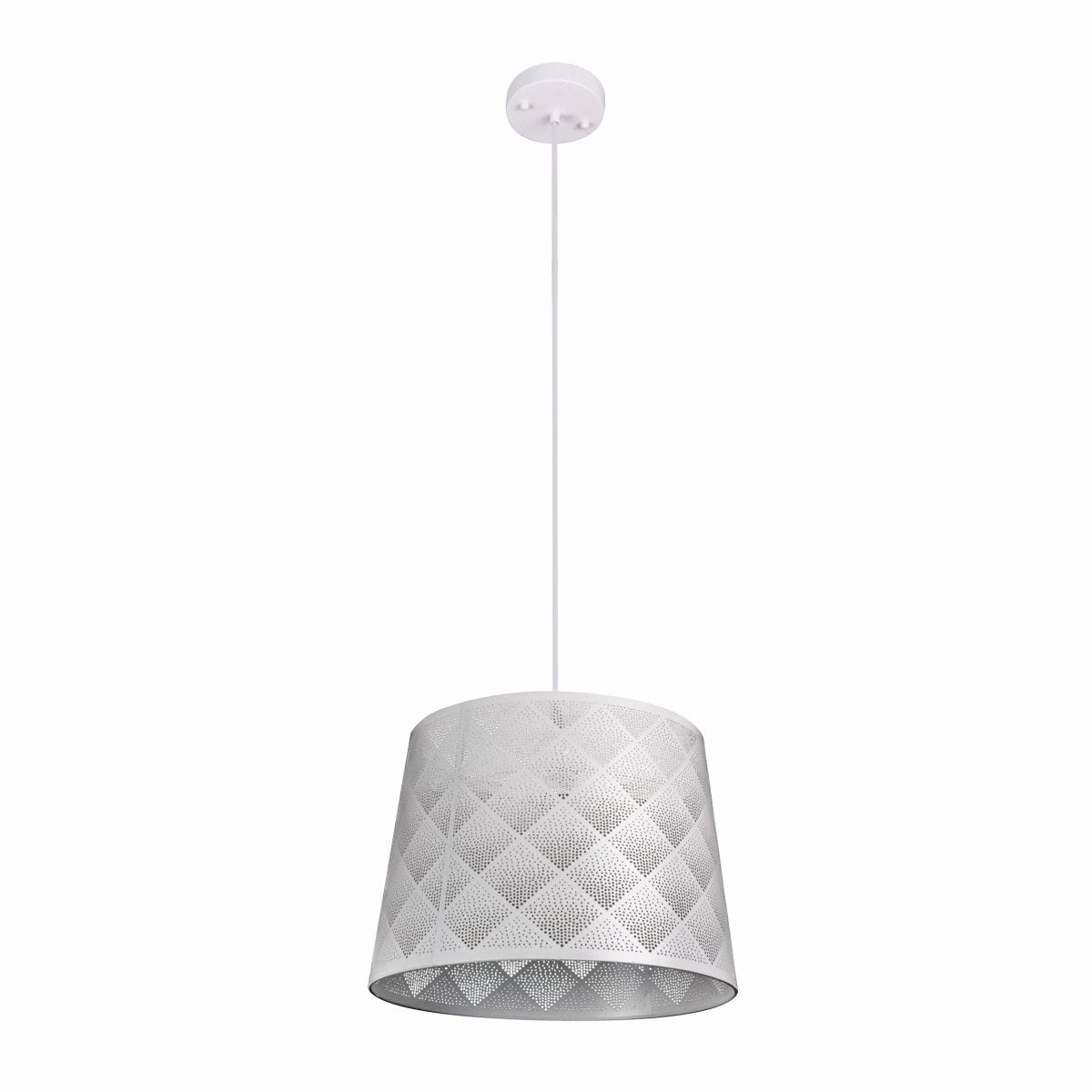 Main image of White Metal Frustum Checkered Pendant Light with E27 Fitting | TEKLED 150-18342