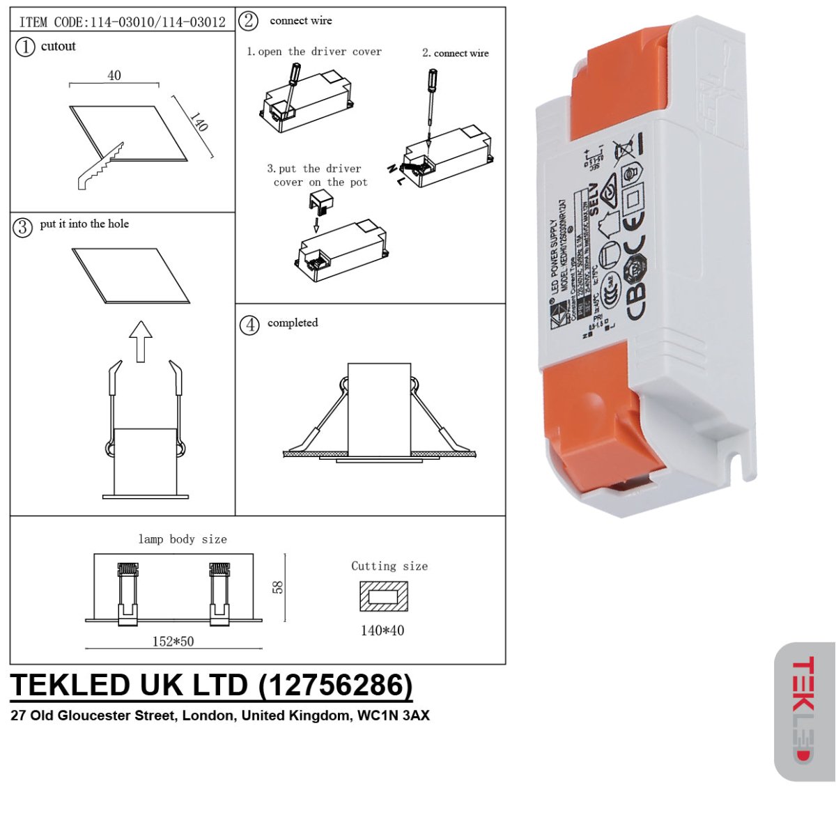 User manual for LED Mirage Blade Recessed Downlight 10W Cool White 4000K White IP20