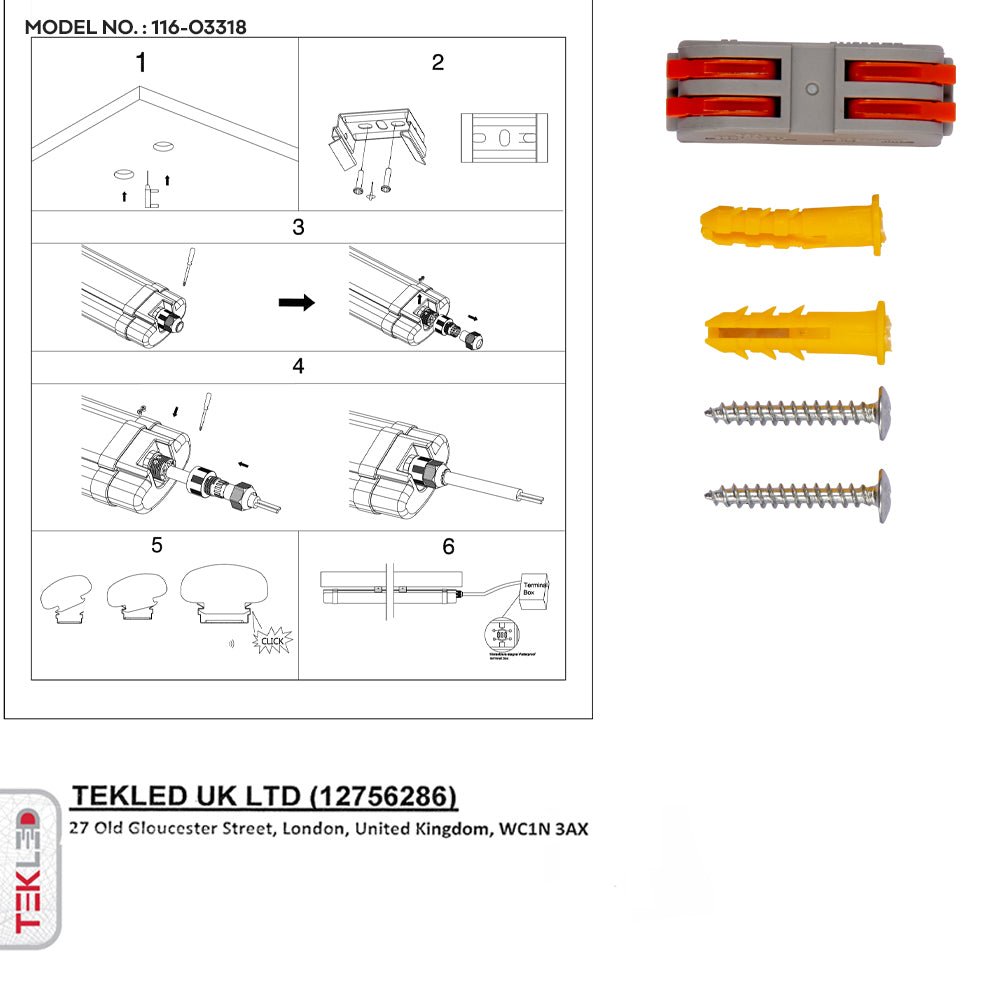 User manual for LED Tri-proof Slim Batten Linear Fitting 18W 6500K Cool Daylight IP65 60cm 2ft