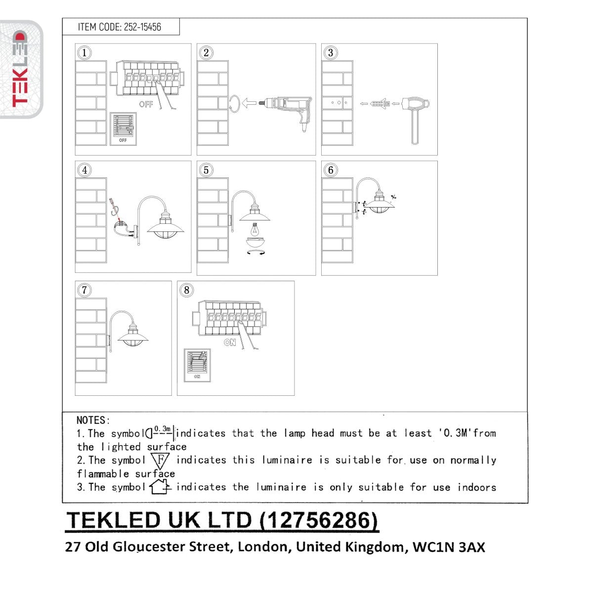 User manual for Sunflower Wall Lamp Matt Black Clear Glass E27