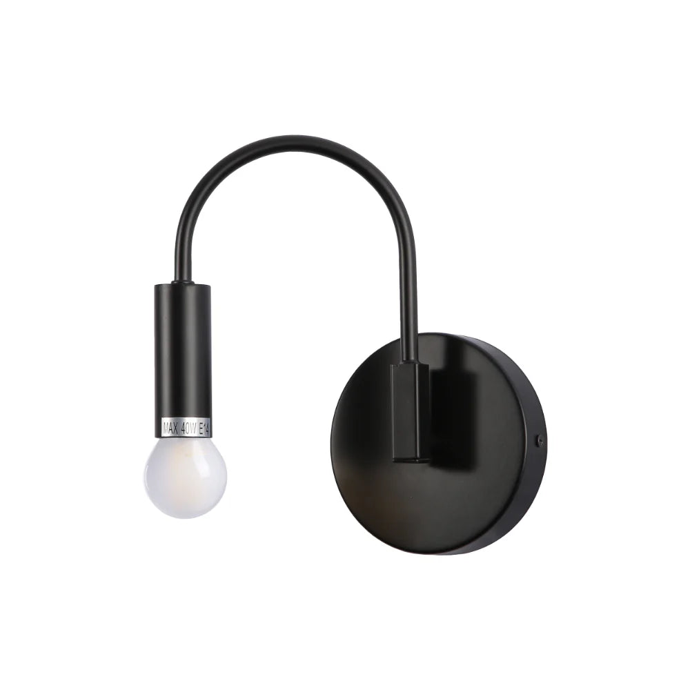 Main image of Matte Black Swan Wall Light with E14 Fitting