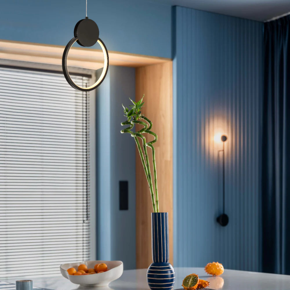 Mavey Modern Nordic Bedside LED Pendant Light Black CCT Changeble